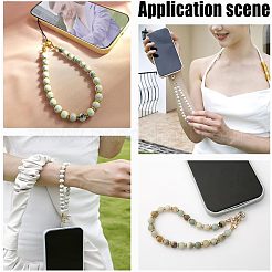 Round Gemstone & Flat Round CCB Plastic Beaded Phone Wristlet Strap Chains&nbsp;AJEW-AB00100