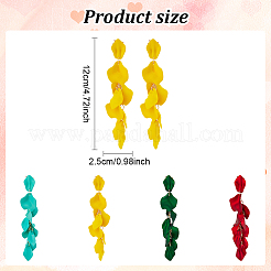 4 Pairs 4 Colors Acrylic Petal Dangle Stud Earrings&nbsp;EJEW-AN0003-78