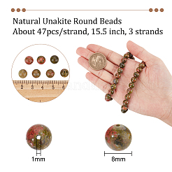 Natural Unakite Round Beads Strands&nbsp;G-NB0004-87B