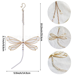 1Pc Glass & Metal Enamel Dragonfly Pendant Decorations&nbsp;HJEW-CN0001-29