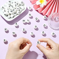 1 Set 26Pcs White Round with Letter Silicone Beads&nbsp;ST-CJ0041-010