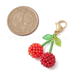 Cherry Glass Seed Beads Pendant Decorations&nbsp;HJEW-MZ00126