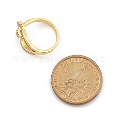 Rack Plating Brass Micro Pave Clear Cubic Zirconia Adjustable Rings for Women&nbsp;RJEW-M028-119G