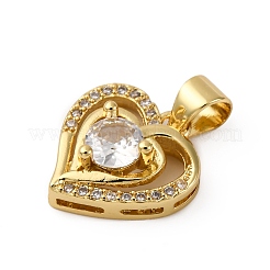 Brass Micro Pave Cubic Zirconia Pendants&nbsp;KK-P308-08G