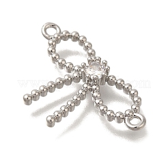 Rack Plating Brass Pave Clear Cubic Zirconia Bowknot Connector Charms&nbsp;KK-I716-29P