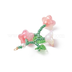 Glass Seed Beaded Flower Pendants&nbsp;PALLOY-MZ00988