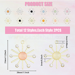 24Pcs 12 Colors Cat Eye Sun Pendants with Crystal Rhinestone&nbsp;FIND-FH0007-93