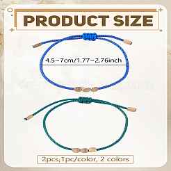 2Pcs 2 Colors Brass Beads Braided Bead Bracelets for Men Women&nbsp;BJEW-LP0012-21