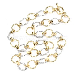 Two Tone Brass Twisted Ring Link Chain Necklaces&nbsp;KK-C251-34GP