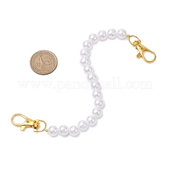 White ABS Plastic Imitation Pearl Round Beaded Purse Chain Strap Extenders&nbsp;AJEW-BA00136