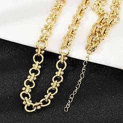 304 Stainless Steel Ring Link Chain Necklaces&nbsp;NJEW-H072-02B-G