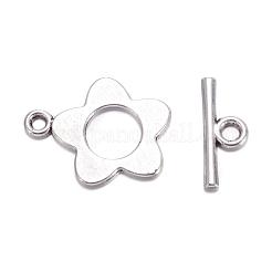 Flower Tibetan Style Alloy Toggle Clasps&nbsp;X-A0977Y