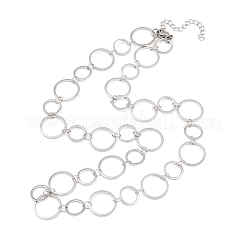 304 Stainless Steel 10MM and 14MM Ring Link Chain Necklaces&nbsp;NJEW-P343-02C-P