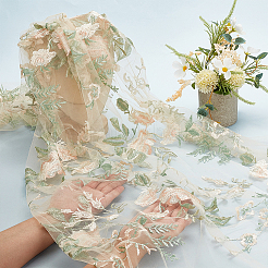 Flower Pattern Polyester Lace Fabic&nbsp;DIY-WH0888-204B