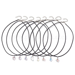 8Pcs 8 Styles Electroplated Glass Heart Flower Moon Pendant Necklaces&nbsp;NJEW-JN05136