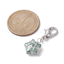 Copper Wire Wrapped Electroplated Glass Star Pendant Decoration&nbsp;HJEW-JM01487-01