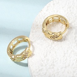 Brass Micro Pave Clear Cubic Zirconia Hoop Earrings for Women&nbsp;KK-CBA9109-02G