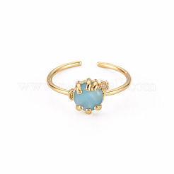 Brass Micro Pave Clear Cubic Zirconia Cuff Rings&nbsp;RJEW-S045-085-NR