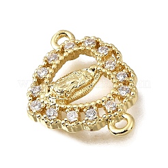 Religion Brass Micro Pave Clear Cubic Zirconia Connector Charms&nbsp;KK-G602-07G-13