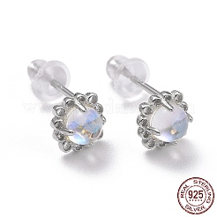 Anti-Tarnish Rhodium Plated 925 Sterling Silver Stud Earrings&nbsp;EJEW-M202-02P