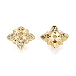 Brass Micro Pave Clear Cubic Zirconia Bead Caps&nbsp;KK-Q071-09G-02