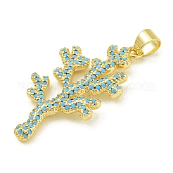 Rack Plating Brass Pave Cubic Zirconia Pendants&nbsp;X-KK-U029-11G-02