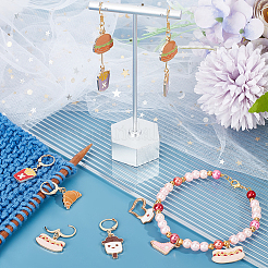 Food Theme Alloy Enamel Bread/Chips/Ice Cream Locking Stitch Markers&nbsp;HJEW-PH01759