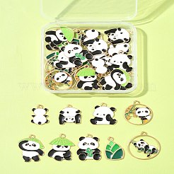 36Pcs 9 Styles Panda Theme Alloy Enamel Pendants&nbsp;ENAM-FS0002-31