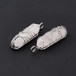 Natural Rose Quartz Copper Wire Wrapped Pointed Pendants&nbsp;G-F733-05H