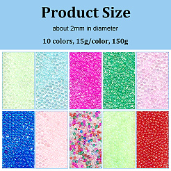 150g 10 Colors Transparent Round Caviar Beads&nbsp;MRMJ-OC0002-80