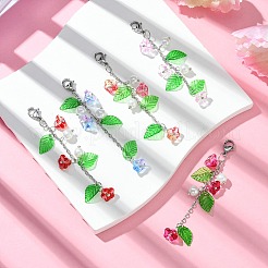Trumpet Flower Glass & Leaf Acrylic Pendant Decorates&nbsp;HJEW-JM01653