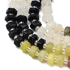 Synthetic Blue Goldstone & Natural Yellow Aventurine & Labradorite & Quartz Crystal & Lemon Jade & Strawberry Quartz & Unakite Beads Strands&nbsp;G-G317-A02-3x6mm
