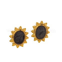 304 Stainless Steel Sunflower Stud Earrings&nbsp;LS-FC3127-3