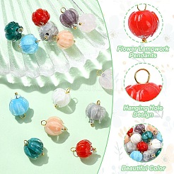 16Pcs 8 Colors Flower Bud Handmade Lampwork Pendants&nbsp;PALLOY-YW00156