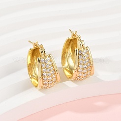 Brass Micro Pave Cubic Zirconia Hoop Earrings&nbsp;EJEW-F895-23A-G