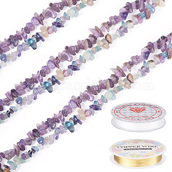 Natural Fluorite and Natural Amethyst Chip Beads Strands&nbsp;G-TA0002-43