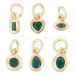 12Pcs 6 Styles Brass Cubic Zirconia Charms&nbsp;KK-TA0009-19B