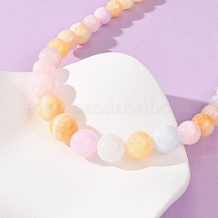 Dyed Round Natural Green Jade Graduated Beaded Necklaces&nbsp;GG-CBAA808-05P-A