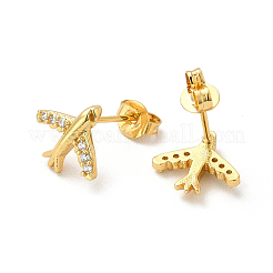 Clear Cubic Zirconia Airplane Stud Earrings&nbsp;EJEW-F301-02