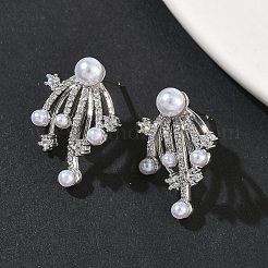 Fireworks Brass Micro Pave Cubic Zirconia Stud Earrings&nbsp;EJEW-G452-02P