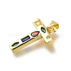 Brass Micro Pave Clear Cubic Zirconia Pendants&nbsp;KK-G521-01G-T-01
