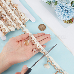 5yards Cotton Thread & Shell Beaded Trim Ribbon&nbsp;OCOR-CY0003-94B