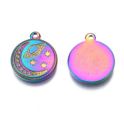 Rack Plating Rainbow Color 304 Stainless Steel Pendants Rhinestone Settings&nbsp;STAS-S119-128