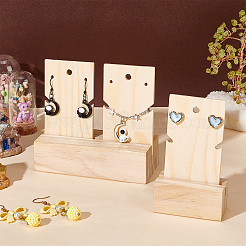 2 Sets 2 Style Rectangle Wooden Earring Card Display Stands&nbsp;EDIS-PH0001-41