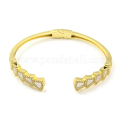 Fan Brass Micro Pave Clear Cubic Zirconia Open Cuff Bangles&nbsp;BJEW-Z062-18G