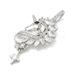 Brass Micro Pave Clear Cubic Zirconia Pendants&nbsp;KK-I476-13P
