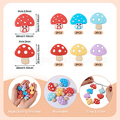 12Pcs 6 Styles Mushroom Food Grade Eco-Friendly Silicone Focal Beads&nbsp;SIL-TA0001-92
