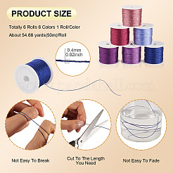 6 Rolls 6 Colors 6-Ply Polyester Metallic Thread&nbsp;OCOR-TA0003-11C