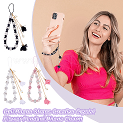 3Pcs 3 Colors Glass & Polymer Clay Rhinestone Mobile Straps&nbsp;HJEW-PH01981