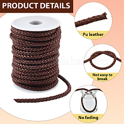 10M Round Braided PU Leather Cord&nbsp;LC-GF0001-13D